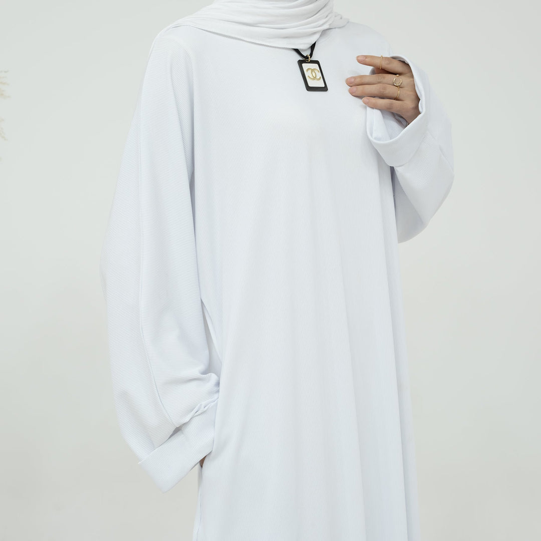 Get trendy with Long Sleeve Folded Cuff Sweaterdress - White - Dresses available at Voilee NY. Grab yours for $44.90 today!