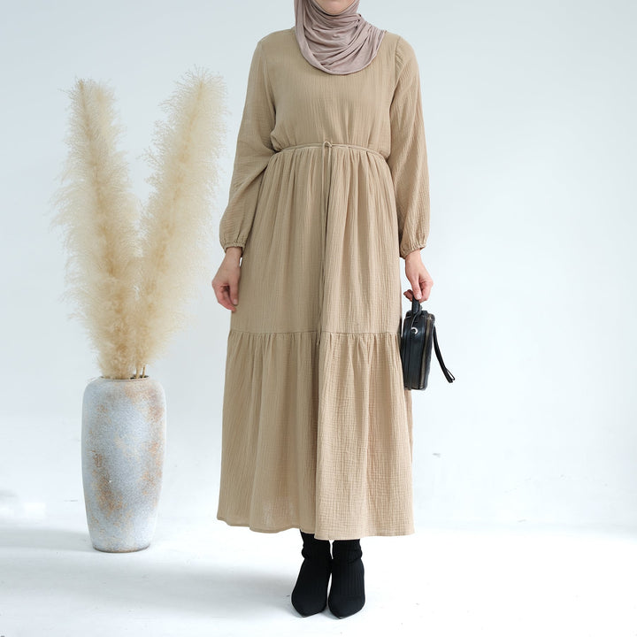 Get trendy with Long Sleeve Prairie Maxi Dress - Camel - Dresses available at Voilee NY. Grab yours for $42.90 today!