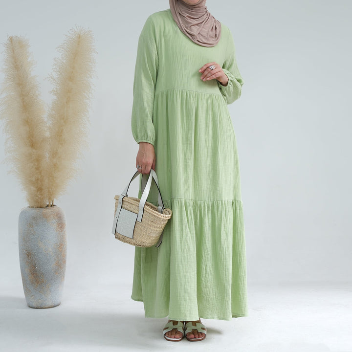 Get trendy with Long Sleeve Prairie Maxi Dress - Sage - Dresses available at Voilee NY. Grab yours for $42.90 today!