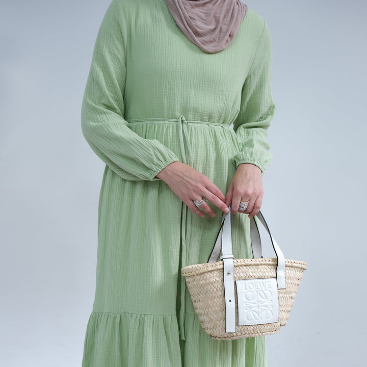 Get trendy with Long Sleeve Prairie Maxi Dress - Sage - Dresses available at Voilee NY. Grab yours for $42.90 today!