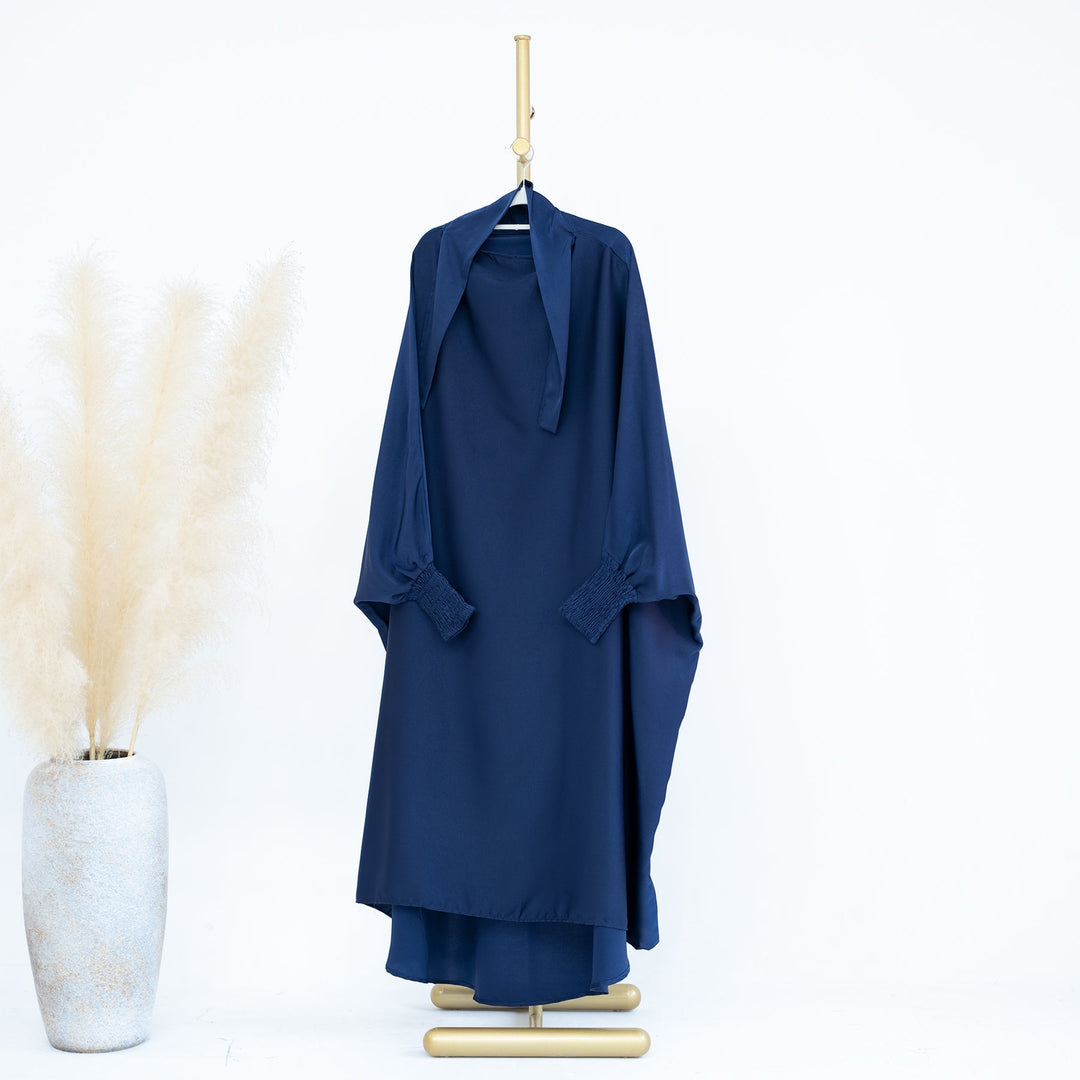 Get trendy with Marwa Kids Satin Jilbab - Navy - Dresses available at Voilee NY. Grab yours for $39.90 today!