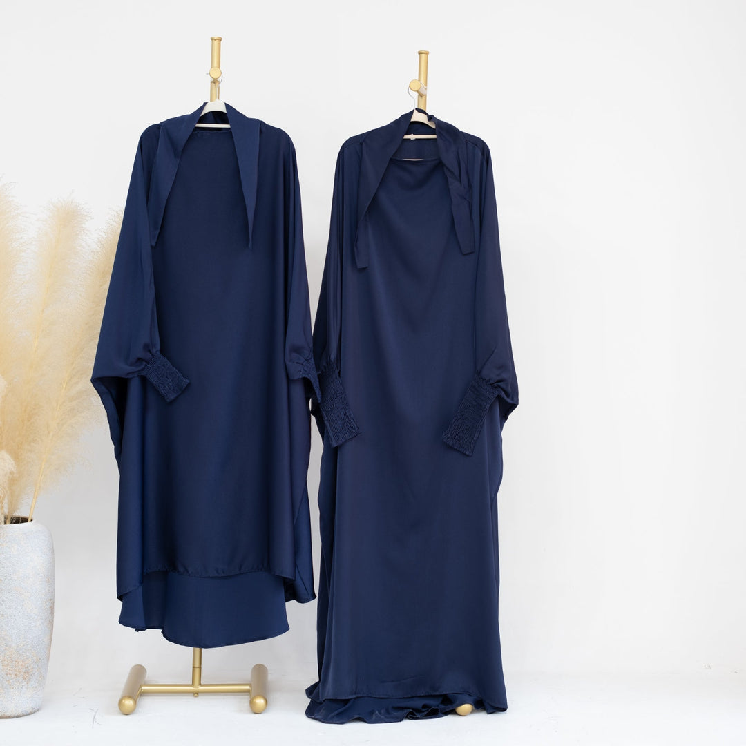 Get trendy with Marwa Kids Satin Jilbab - Navy - Dresses available at Voilee NY. Grab yours for $39.90 today!