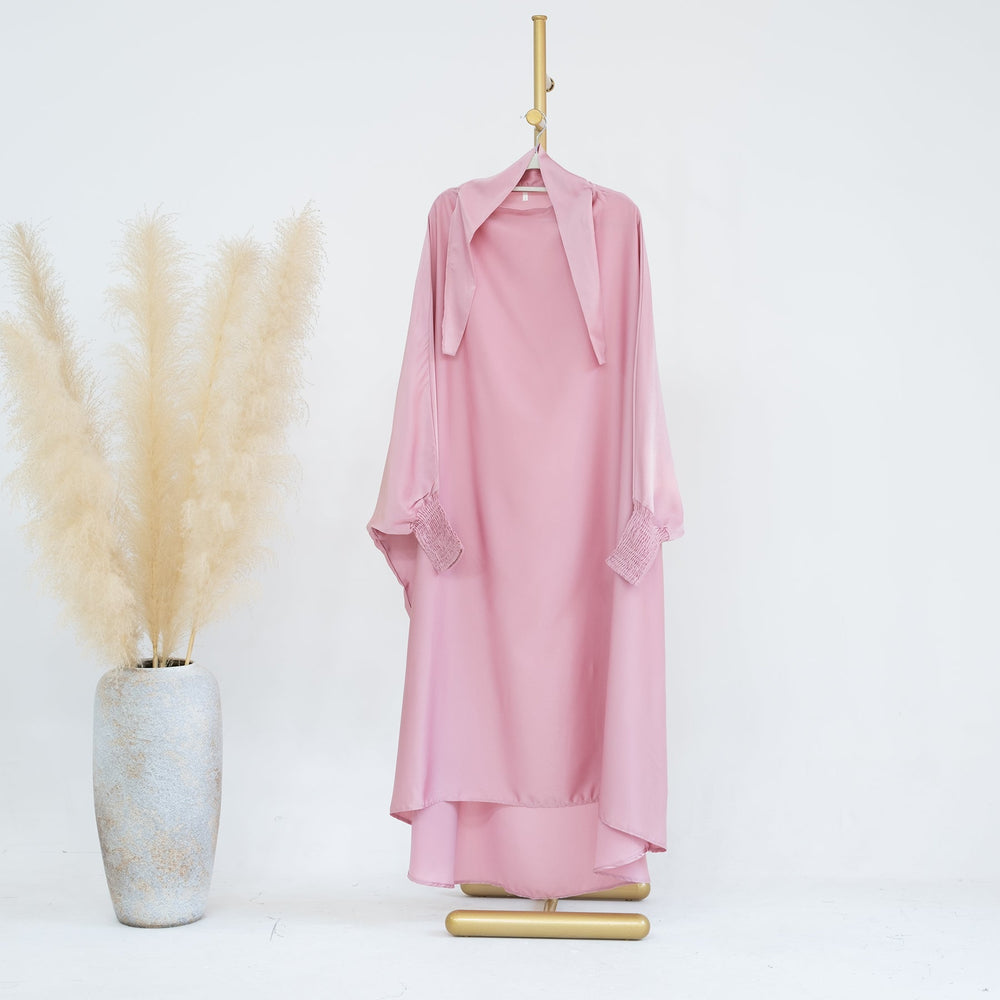 Get trendy with Marwa Kids Satin Jilbab - Bubblegum - Dresses available at Voilee NY. Grab yours for $39.90 today!