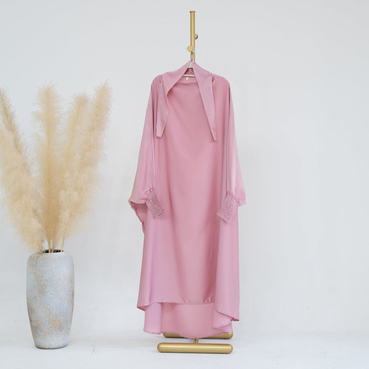 Get trendy with Marwa Kids Satin Jilbab - Bubblegum - Dresses available at Voilee NY. Grab yours for $39.90 today!