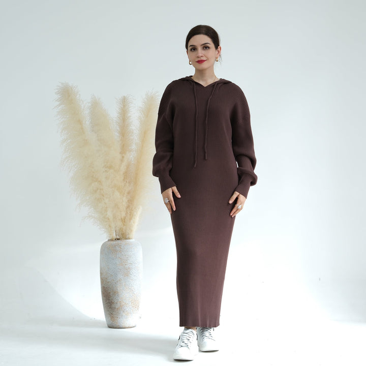 Get trendy with Bell Sleeve Maxi Sweaterdress - Brown - Sweater available at Voilee NY. Grab yours for $49.99 today!