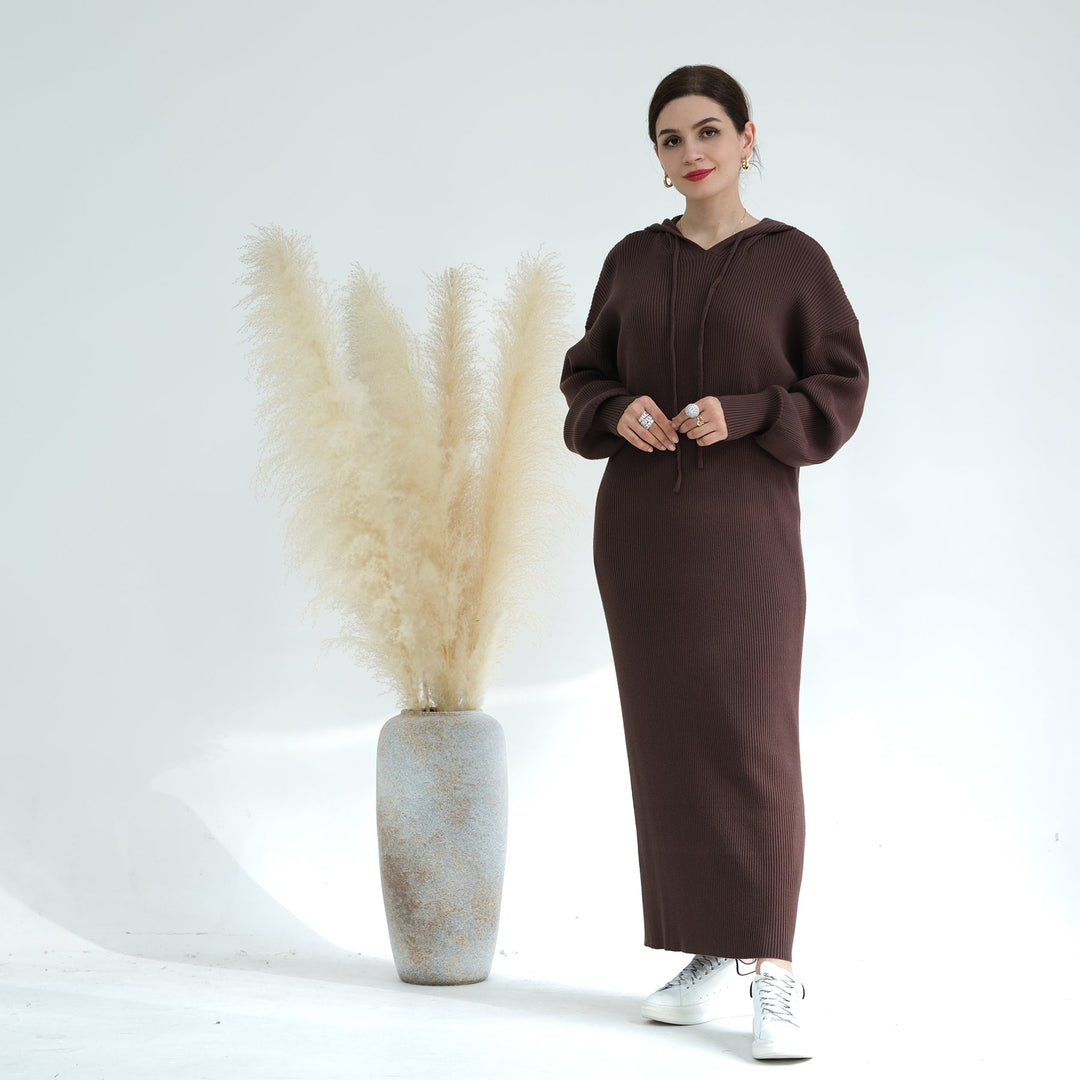 Get trendy with Bell Sleeve Maxi Sweaterdress - Brown - Sweater available at Voilee NY. Grab yours for $49.99 today!