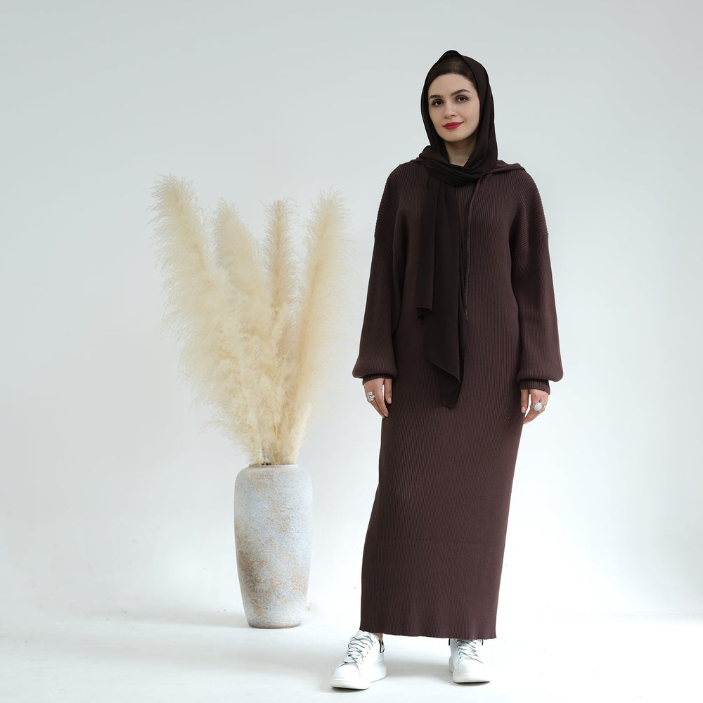 Bell Sleeve Maxi Sweaterdress - Brown Sweater from Voilee NY