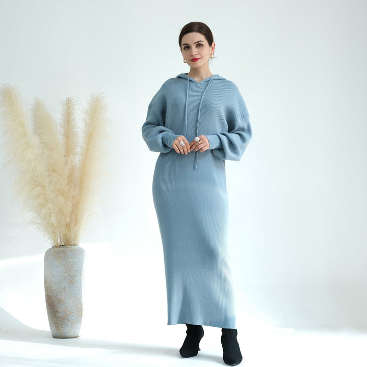 Get trendy with Bell Sleeve Maxi Sweaterdress - Blue - Sweater available at Voilee NY. Grab yours for $49.99 today!