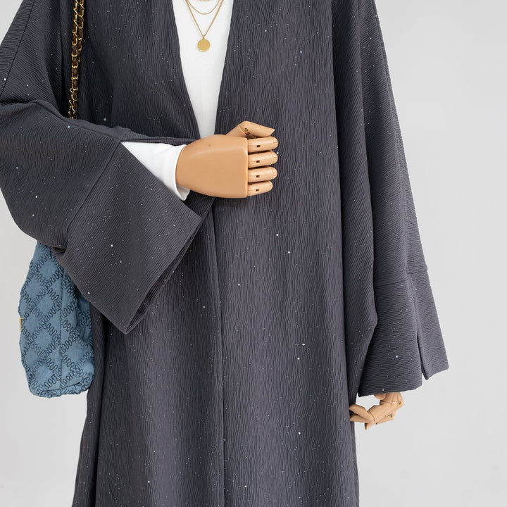 Get trendy with Dera Textured Fall-Winter Duster - Gray - Cardigan available at Voilee NY. Grab yours for $54.90 today!