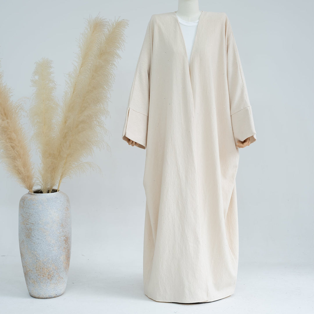 Get trendy with Dera Textured Fall-Winter Duster - Ivory - Cardigan available at Voilee NY. Grab yours for $69.90 today!