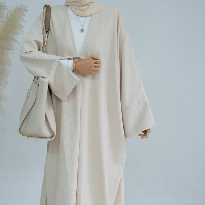 Get trendy with Dera Textured Fall-Winter Duster - Ivory - Cardigan available at Voilee NY. Grab yours for $69.90 today!