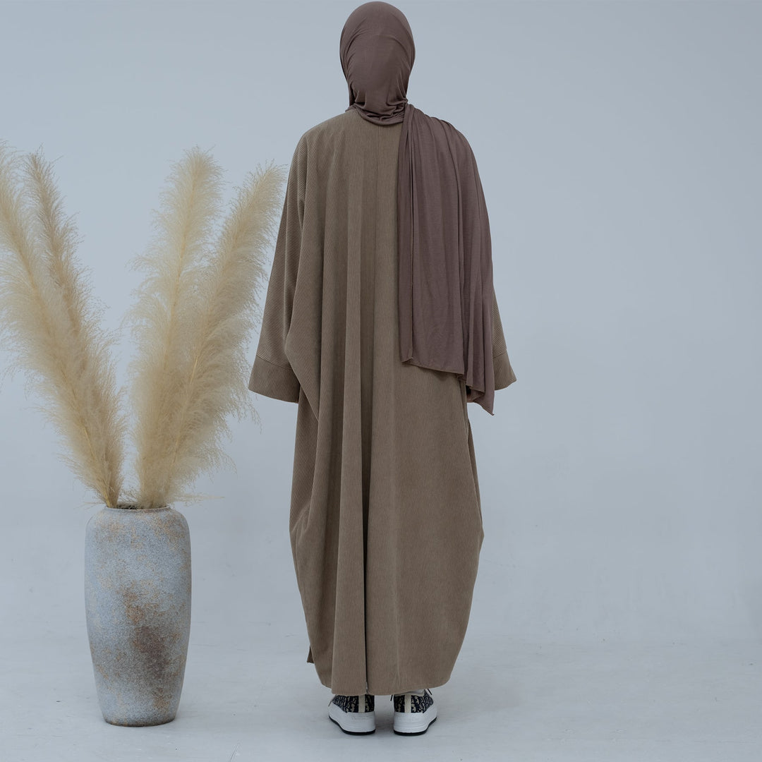 Get trendy with Melissa Corduroy Autumn Duster - Taupe - Cardigan available at Voilee NY. Grab yours for $54.90 today!