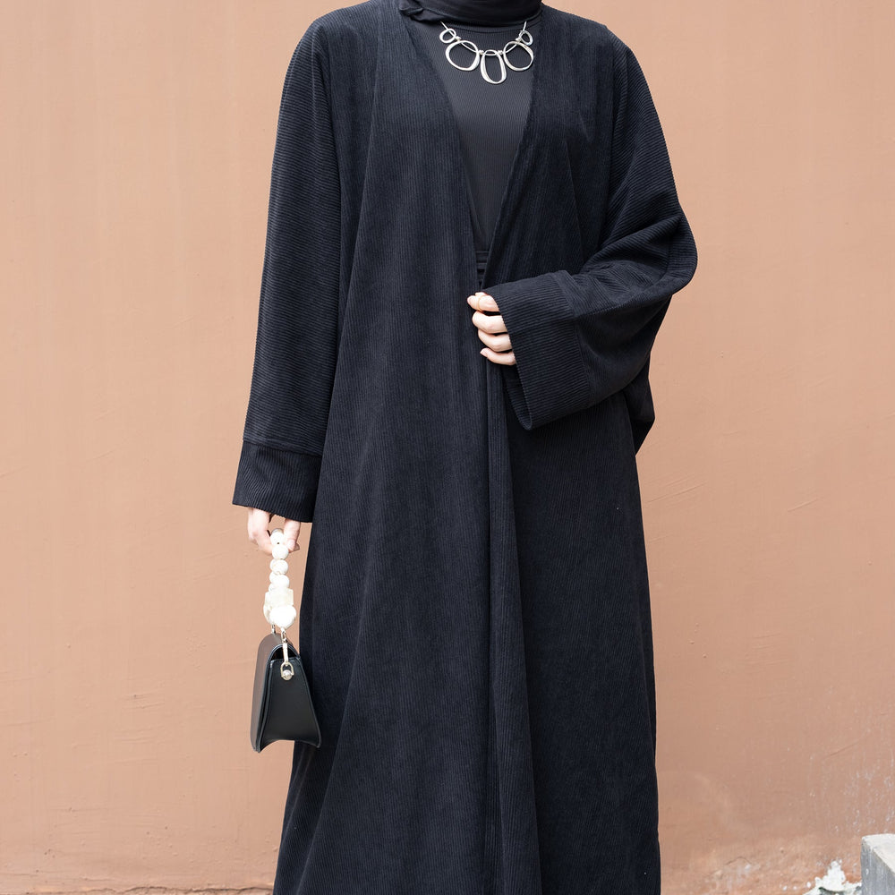 Melissa Corduroy Autumn Duster - Black Cardigan from Voilee NY
