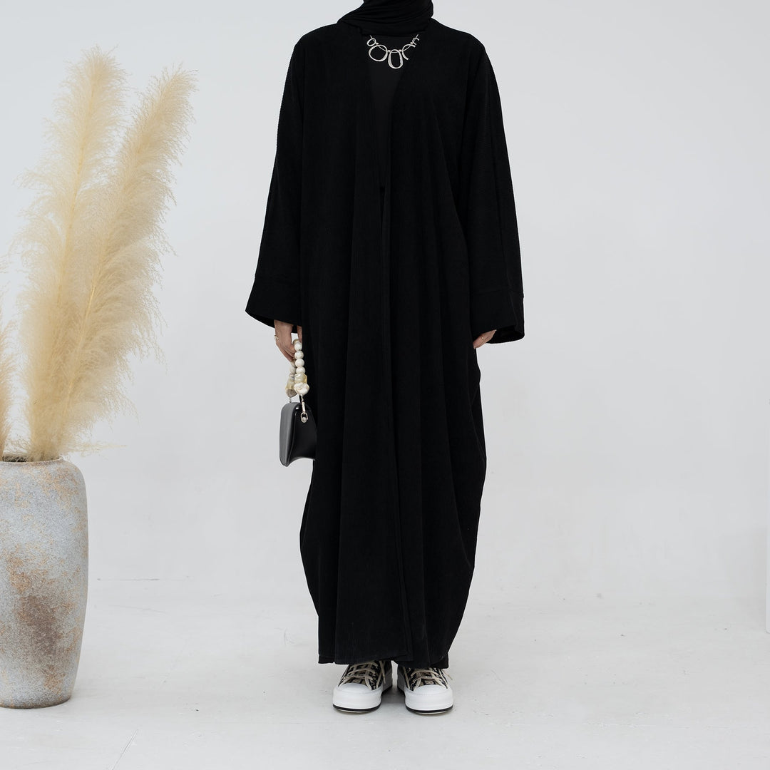 Get trendy with Melissa Corduroy Autumn Duster - Black - Cardigan available at Voilee NY. Grab yours for $54.90 today!