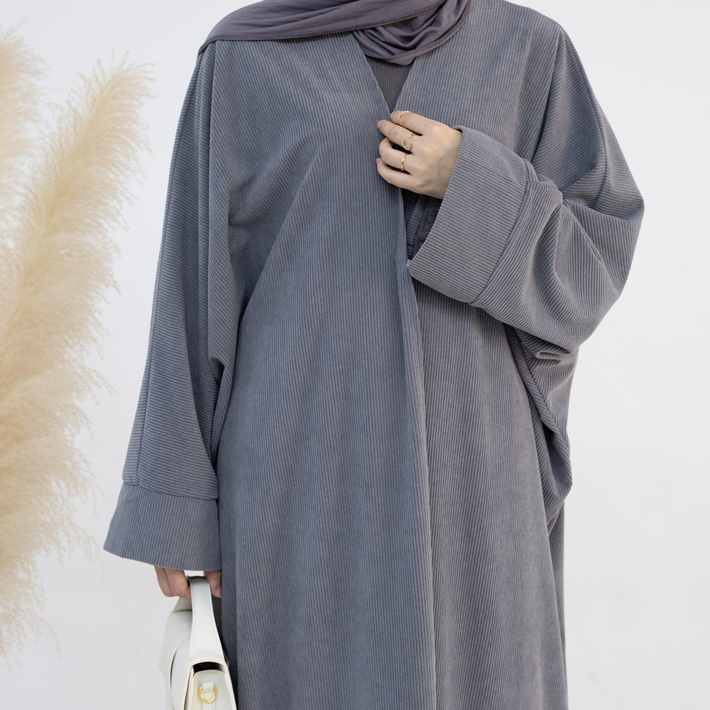Melissa Corduroy Autumn Duster - Gray Cardigan from Voilee NY