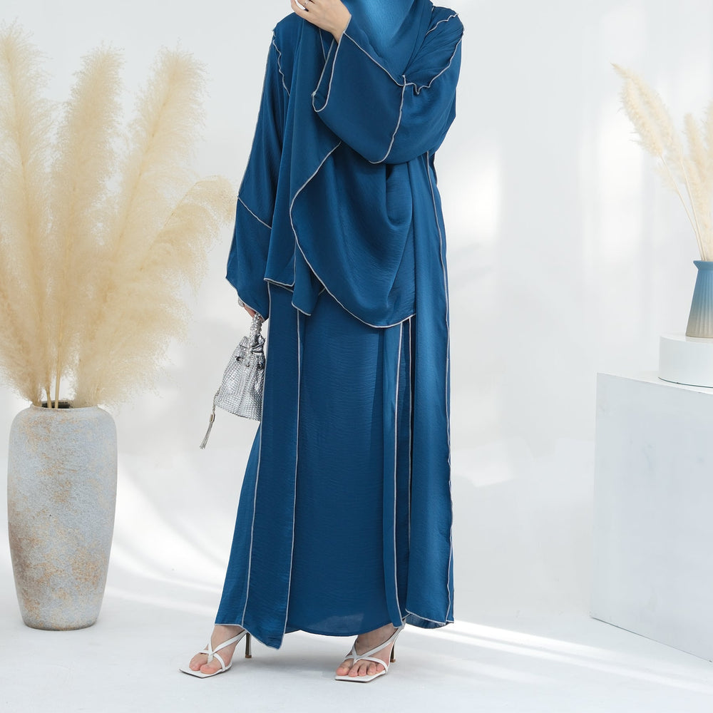 Get trendy with Louana Textured 4-piece Set - Blue - Dresses available at Voilee NY. Grab yours for $99.90 today!