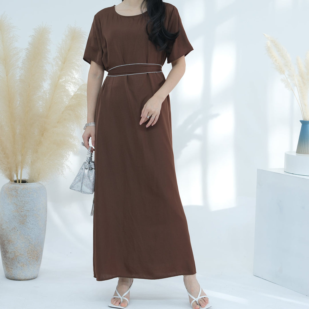 Get trendy with Louana Textured 4-piece Set - Brown - Dresses available at Voilee NY. Grab yours for $99.90 today!