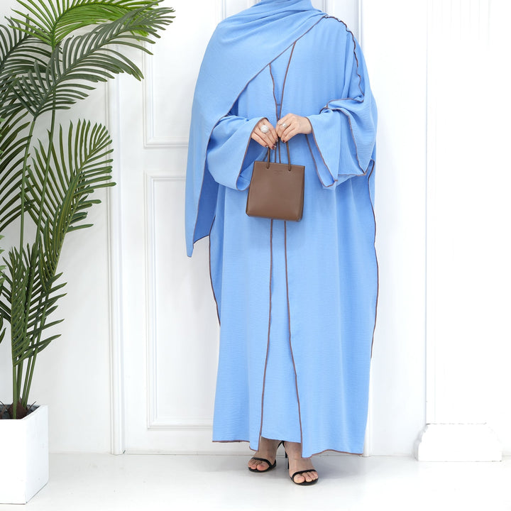 Get trendy with Samantha 4-Piece Abaya Set - Periwinkle -  available at Voilee NY. Grab yours for $86.90 today!