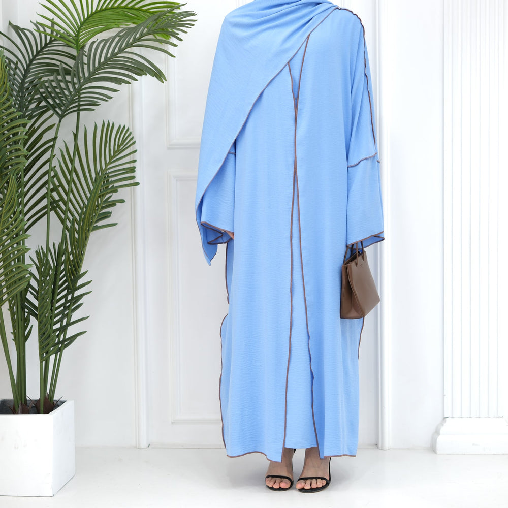 Get trendy with Samantha 4-Piece Abaya Set - Periwinkle -  available at Voilee NY. Grab yours for $86.90 today!