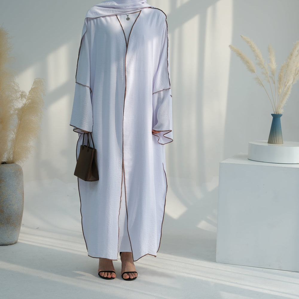 Get trendy with Samantha 4-Piece Abaya Set - White -  available at Voilee NY. Grab yours for $86.90 today!