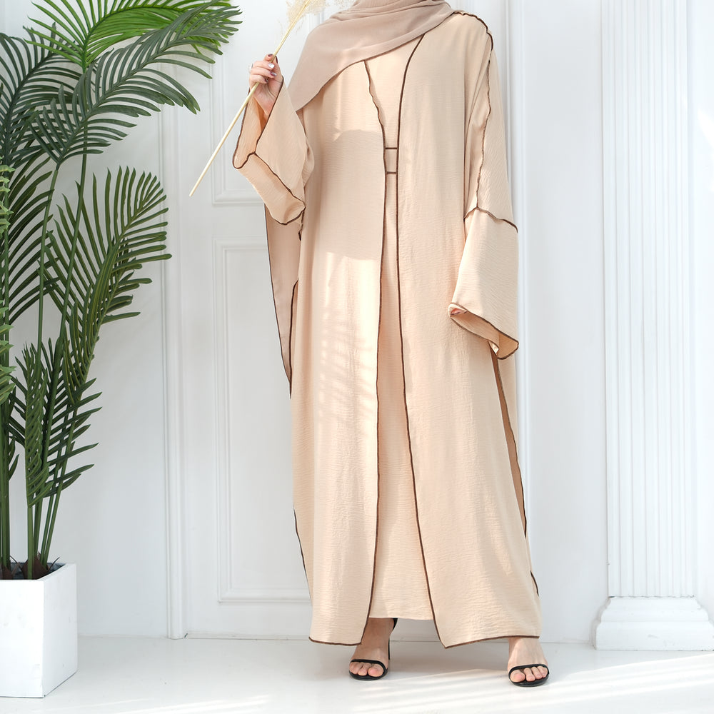 Get trendy with Samantha 4-Piece Abaya Set - Buttercream -  available at Voilee NY. Grab yours for $86.90 today!