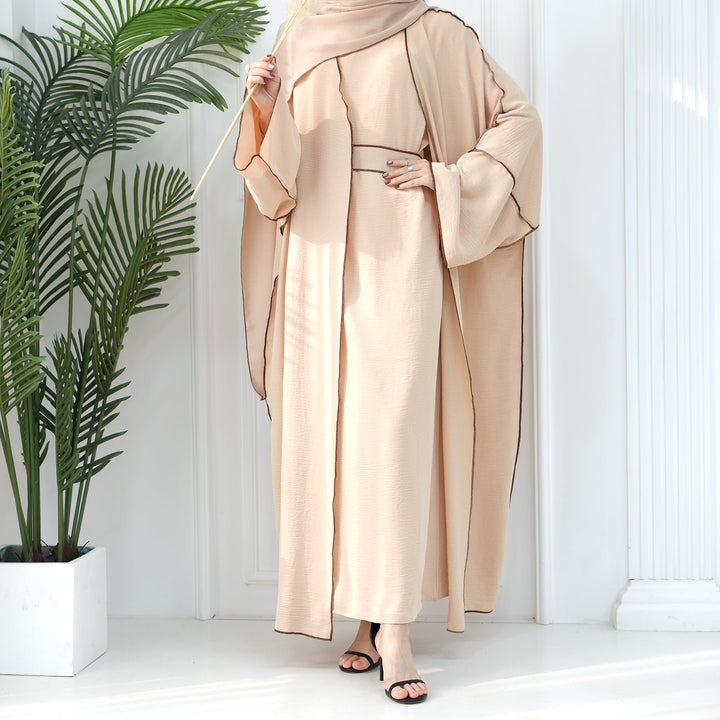 Get trendy with Samantha 4-Piece Abaya Set - Buttercream -  available at Voilee NY. Grab yours for $86.90 today!