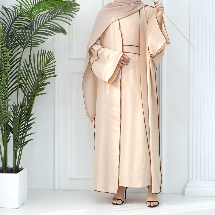Get trendy with Samantha 4-Piece Abaya Set - Buttercream -  available at Voilee NY. Grab yours for $86.90 today!