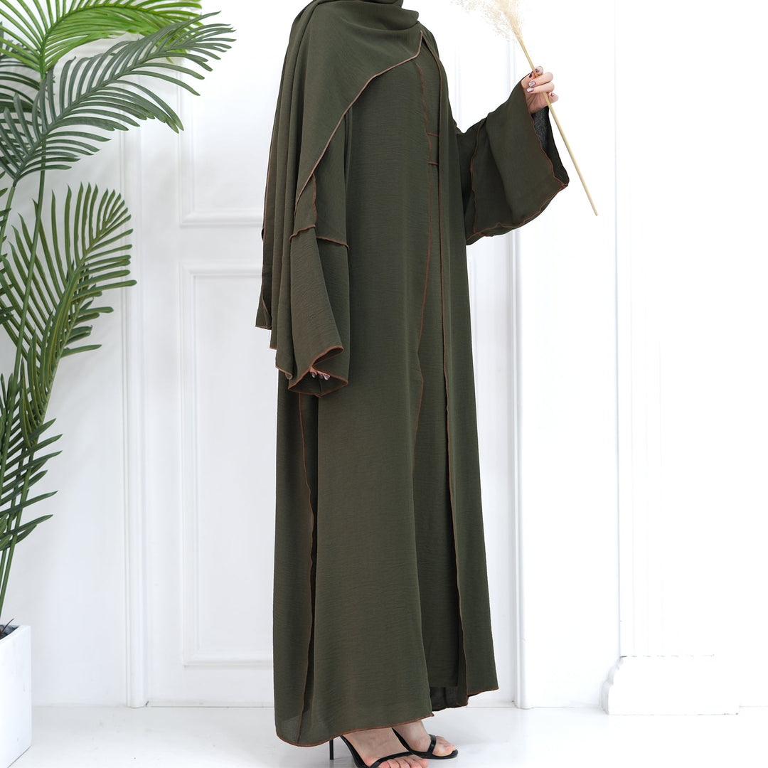 Get trendy with Samantha 4-Piece Abaya Set - Hunter -  available at Voilee NY. Grab yours for $86.90 today!