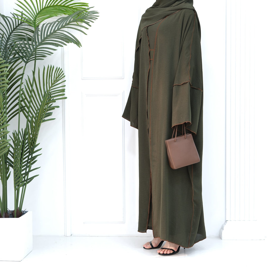 Get trendy with Samantha 4-Piece Abaya Set - Hunter -  available at Voilee NY. Grab yours for $86.90 today!