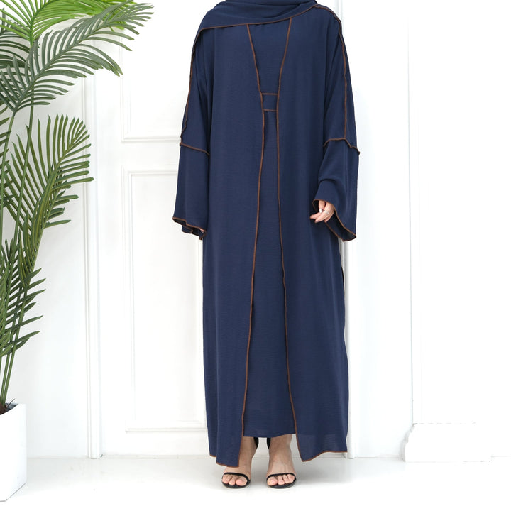 Get trendy with Samantha 4-Piece Abaya Set - Navy -  available at Voilee NY. Grab yours for $86.90 today!
