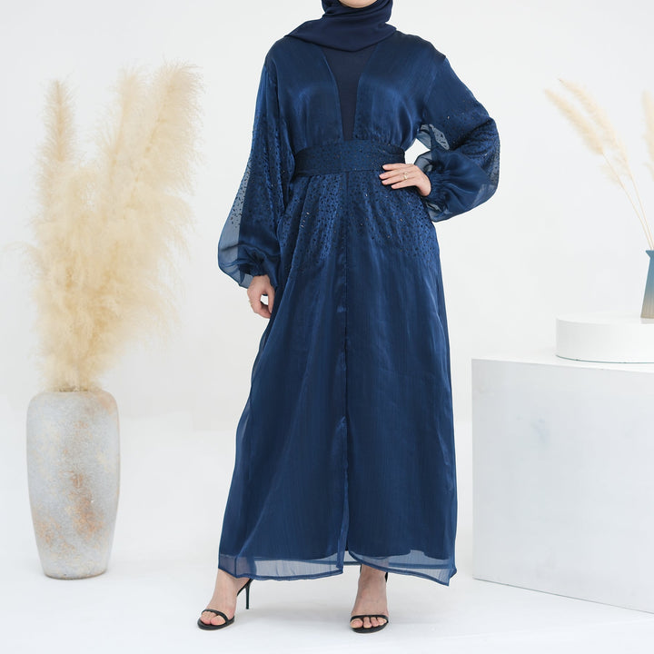 Get trendy with Mirabel Luxe 3-piece Abaya Set - Royal -  available at Voilee NY. Grab yours for $84.90 today!