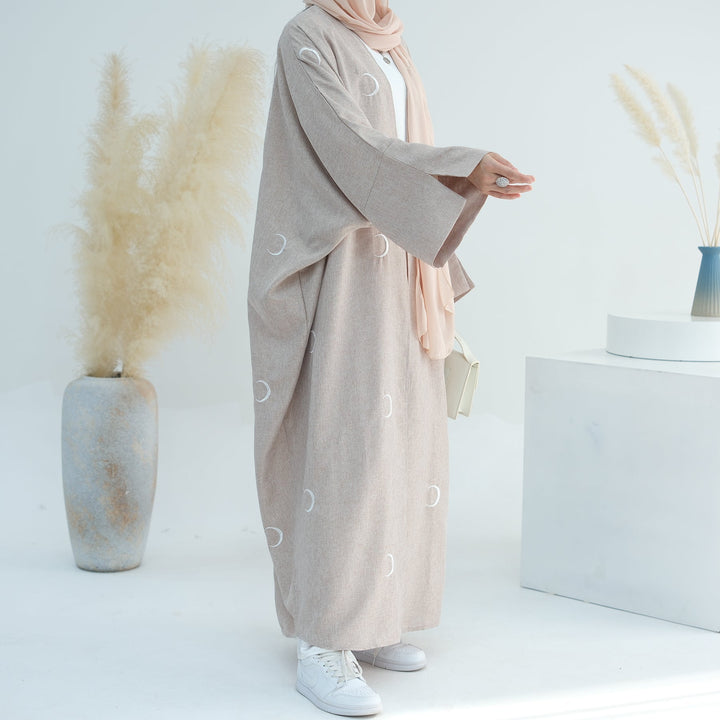 Get trendy with Luna Cotton Mix Lightweight Duster - Sand -  available at Voilee NY. Grab yours for $62.90 today!