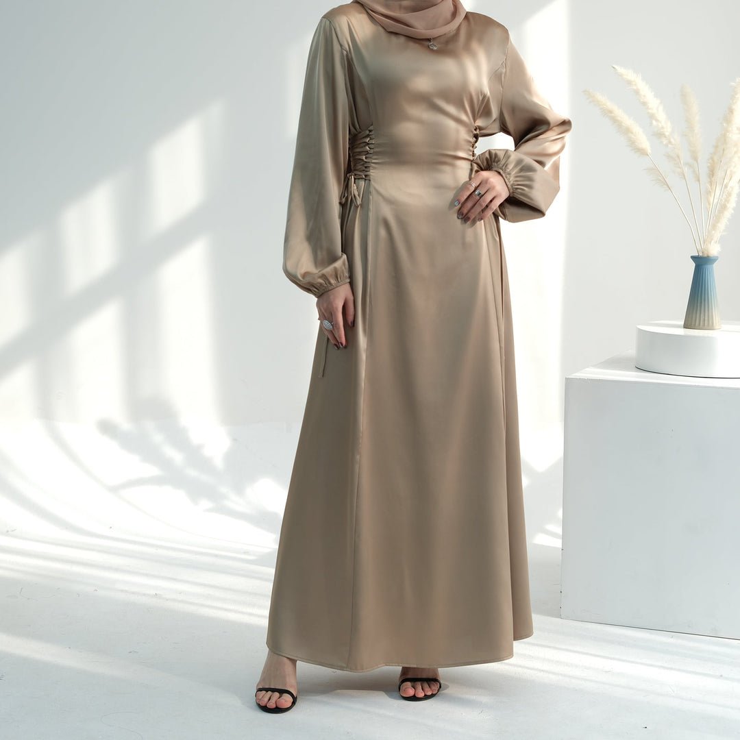Get trendy with Sandra Long Sleeve Maxi Dress - Champagne - Dresses available at Voilee NY. Grab yours for $59.90 today!