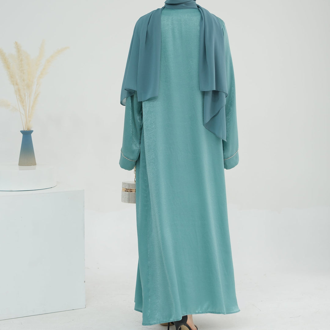 Get trendy with Angie Abaya Set - Aqua -  available at Voilee NY. Grab yours for $84.90 today!