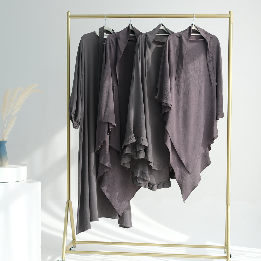 Get trendy with Essential Abaya Khimar Set - Gray -  available at Voilee NY. Grab yours for $70 today!