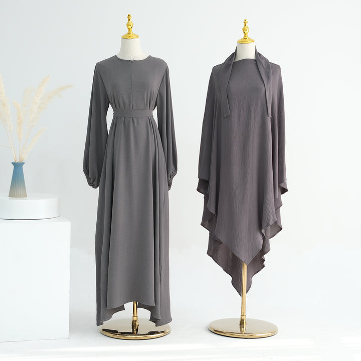 Get trendy with Essential Abaya Khimar Set - Gray -  available at Voilee NY. Grab yours for $70 today!