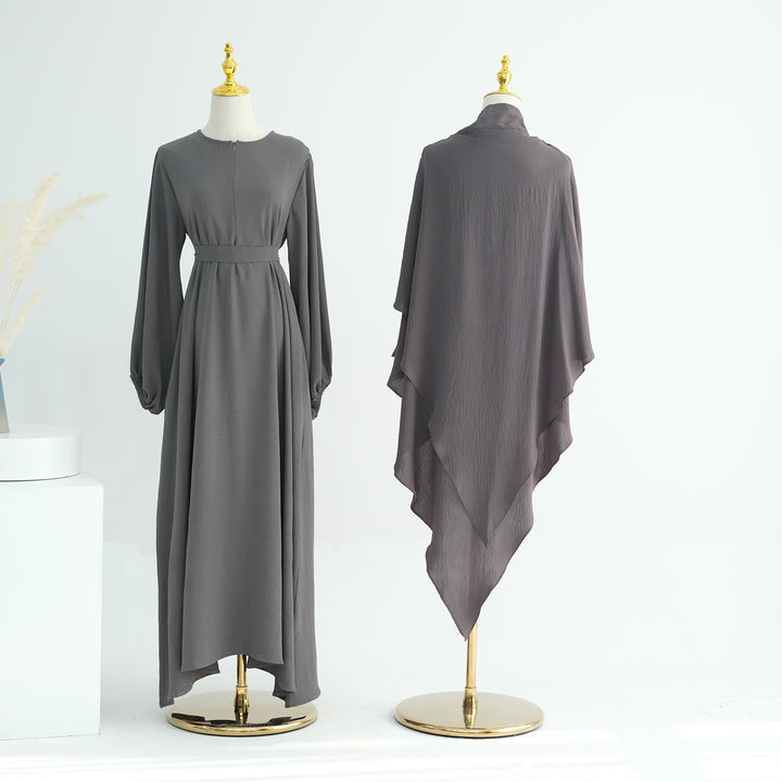 Get trendy with Essential Abaya Khimar Set - Gray -  available at Voilee NY. Grab yours for $70 today!