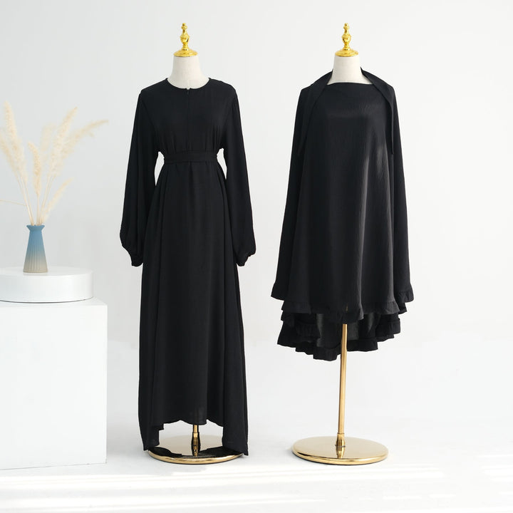 Get trendy with Essential Abaya Khimar Set - Black -  available at Voilee NY. Grab yours for $70 today!