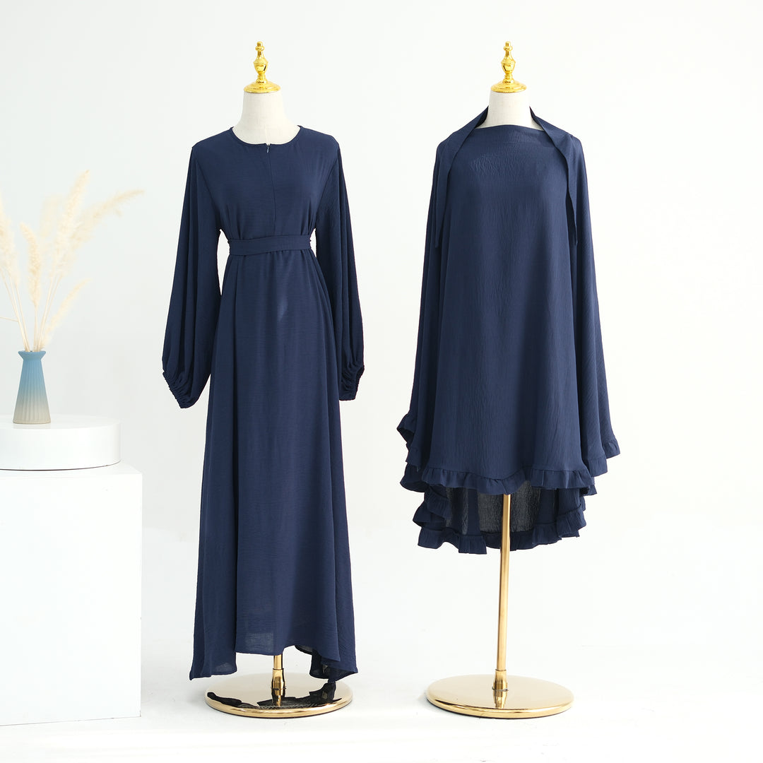 Get trendy with Essential Abaya Khimar Set - Navy -  available at Voilee NY. Grab yours for $70 today!