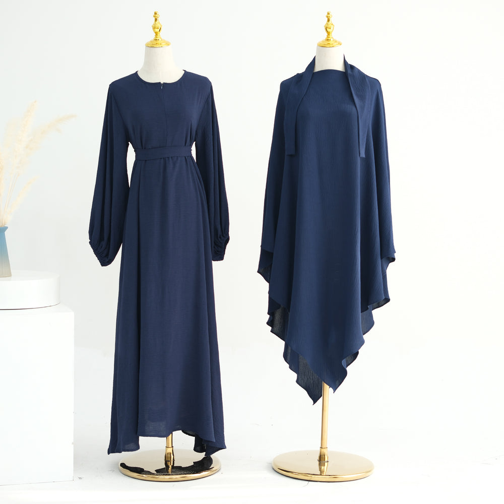 Get trendy with Essential Abaya Khimar Set - Navy -  available at Voilee NY. Grab yours for $70 today!