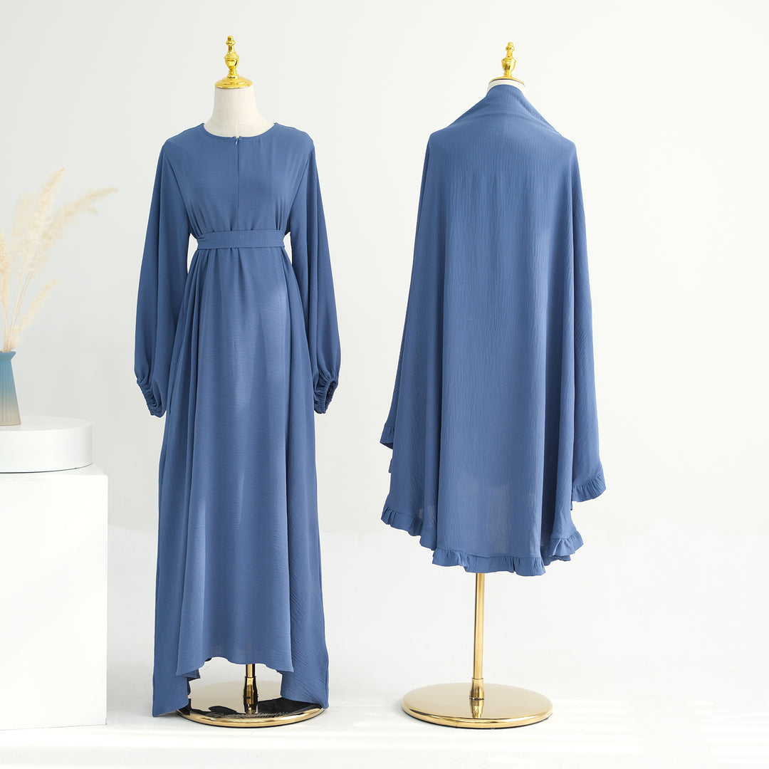 Get trendy with Essential Abaya Khimar Set - Blue -  available at Voilee NY. Grab yours for $70 today!
