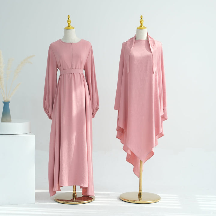 Get trendy with Essential Abaya Khimar Set - Pink -  available at Voilee NY. Grab yours for $70 today!