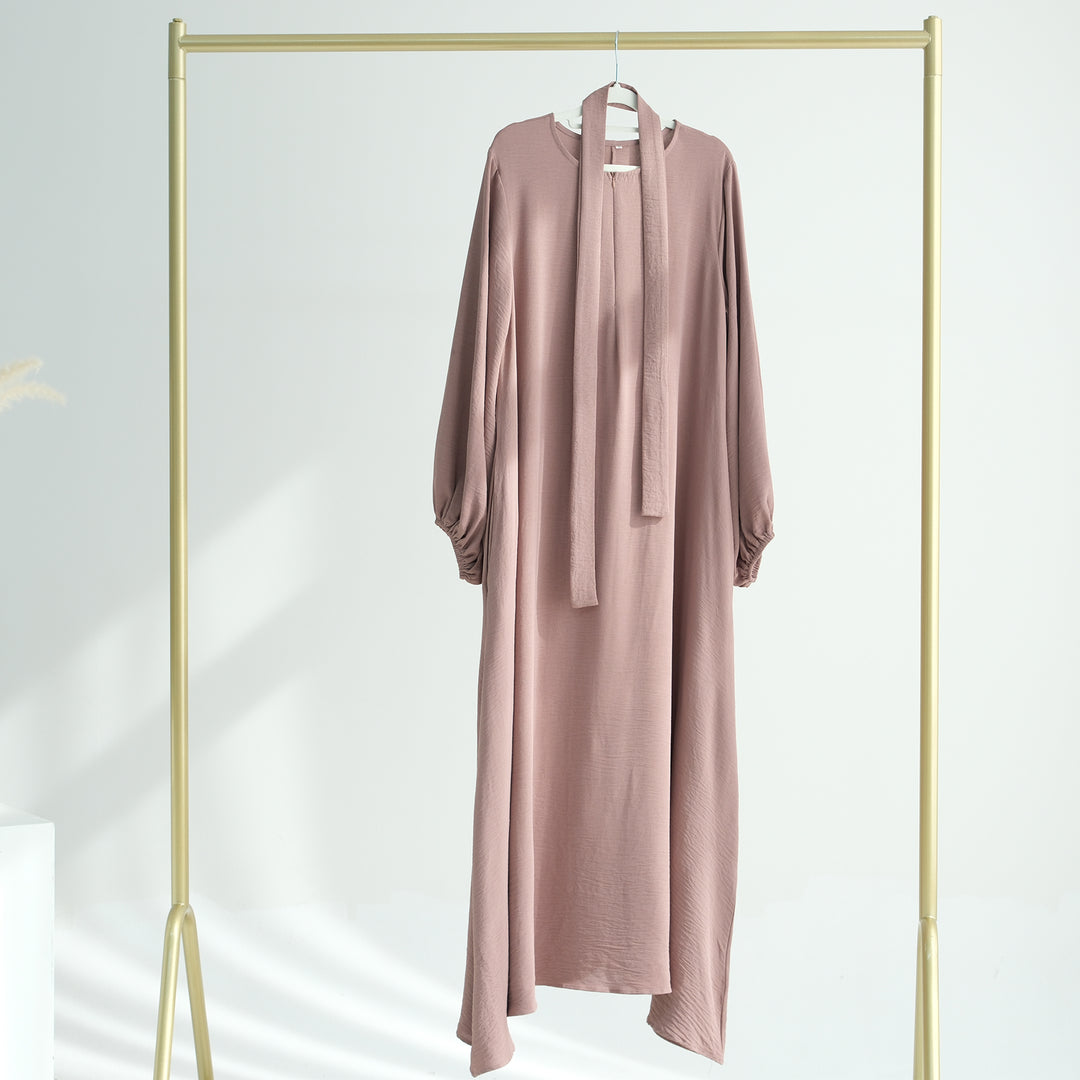 Get trendy with Essential Abaya Khimar Set - Latte -  available at Voilee NY. Grab yours for $70 today!