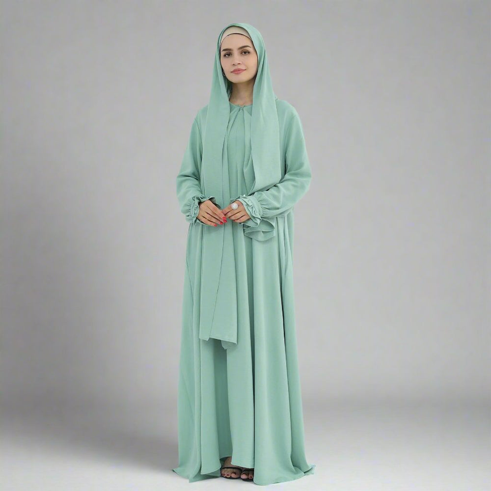 Get trendy with Zarina Abaya and Hijab Combo - Dresses available at Voilee NY. Grab yours for $54.90 today!