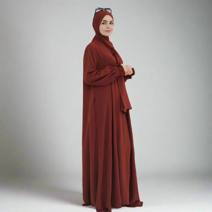 Get trendy with Zarina Abaya and Hijab Combo - Dresses available at Voilee NY. Grab yours for $54.90 today!