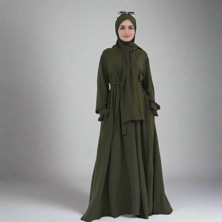 Get trendy with Zarina Abaya and Hijab Combo - Dresses available at Voilee NY. Grab yours for $54.90 today!