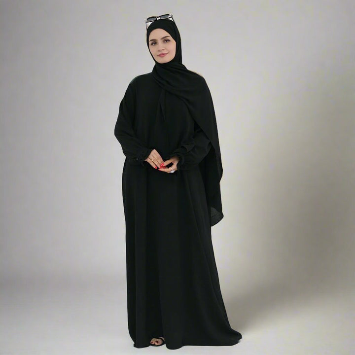 Get trendy with Zarina Abaya and Hijab Combo - Dresses available at Voilee NY. Grab yours for $54.90 today!