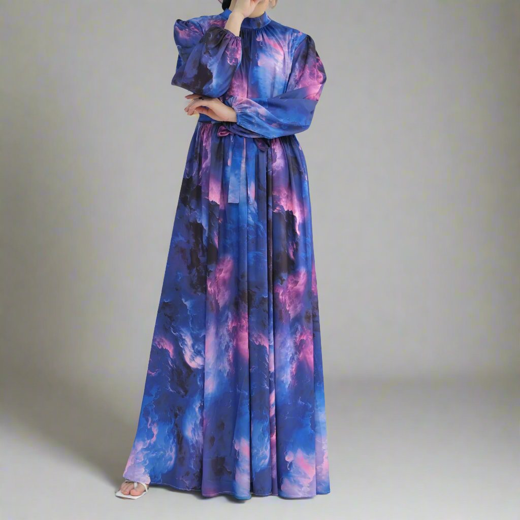 Talia Printed Maxi Dress - Blue