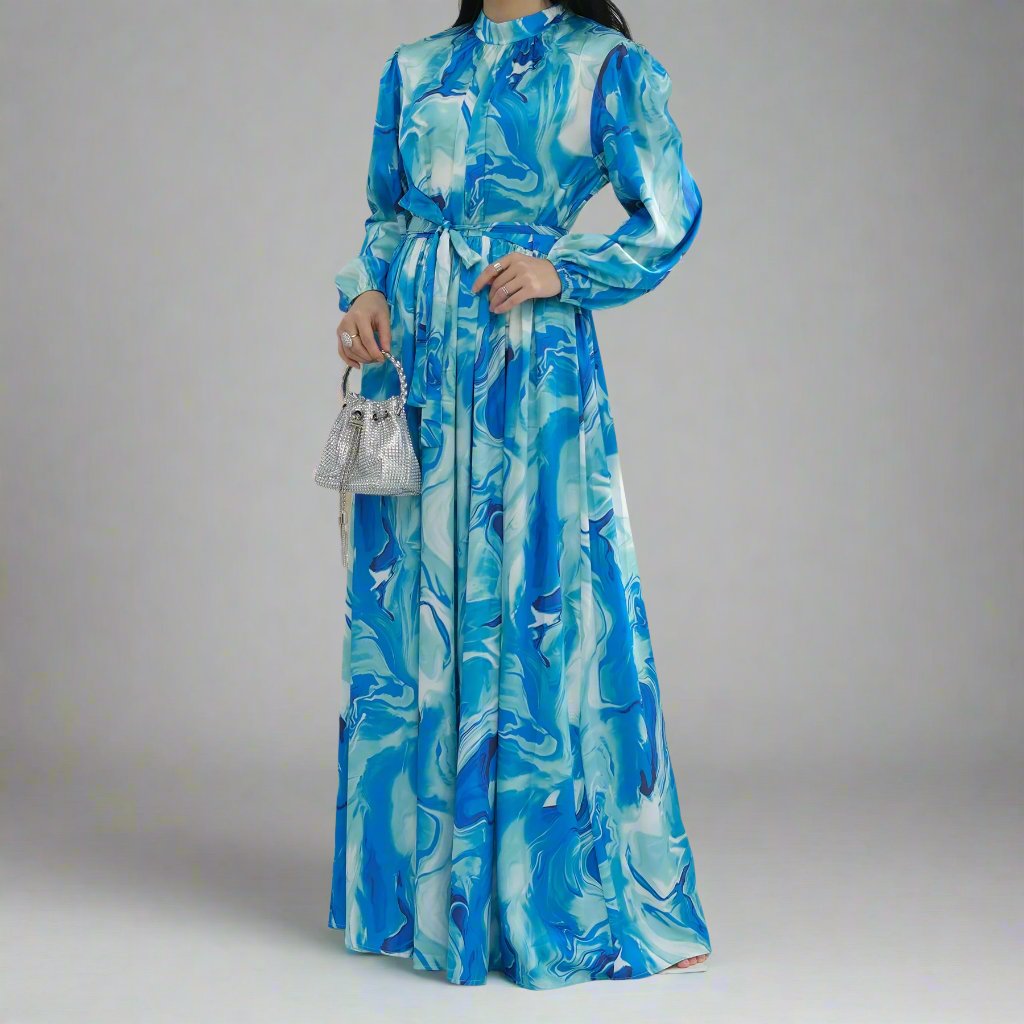 Get trendy with Talia Printed Maxi Dress - Teal - Dresses available at Voilee NY. Grab yours for $59.90 today!