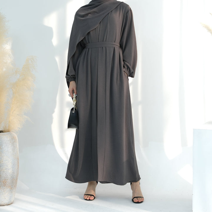 Get trendy with Lareina 3-piece Abaya Set - Charcoal Gray -  available at Voilee NY. Grab yours for $59.90 today!